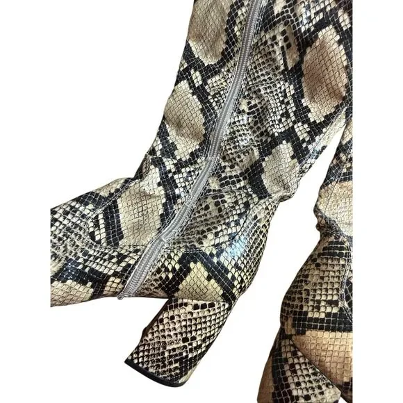 Marc Fisher Snakeskin Knee High Pointed Toe Boots 8.5 - Picture 6 of 6